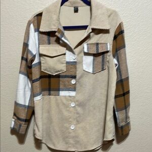 SHEIN Shacket Flannel with color block pattern. Sz med.